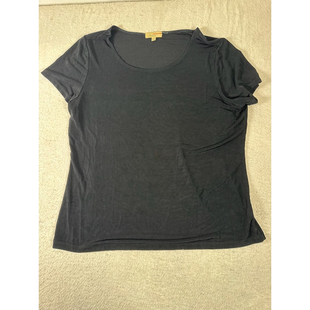 Choices Top Womens XL Black Excellent Short Sleeve Scoop Neck Acetate Stretch